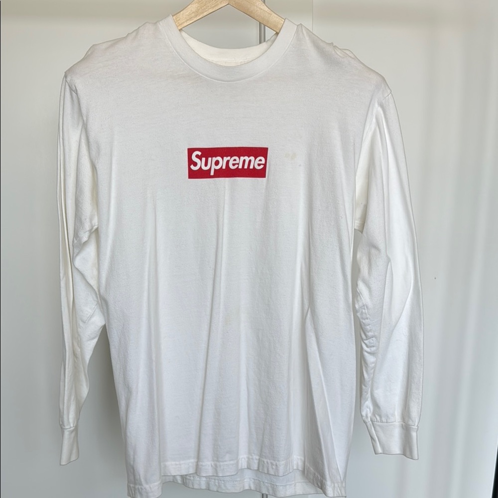 Supreme White Long Sleeve Tee Classic Design